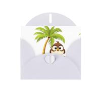 White MJHKXLJ Little sparrow on the coconut tree Prints Pearlized Greeting Card - Envelope Included - Perfect for Christmas, Birthdays, Valentines, Weddings, and More