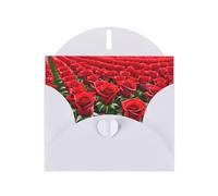 White MJHKXLJ Many red roses Prints Pearlized Greeting Card - Envelope Included - Perfect for Christmas, Birthdays, Valentines, Weddings, and More