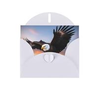 White MJHKXLJ Mighty Bald Eagle Prints Pearlized Greeting Card - Envelope Included - Perfect for Christmas, Birthdays, Valentines, Weddings, and More