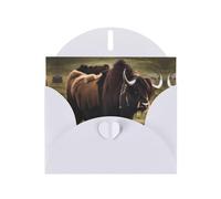 White MJHKXLJ Mighty Highland Yak Prints Pearlized Greeting Card - Envelope Included - Perfect for Christmas, Birthdays, Valentines, Weddings, and More
