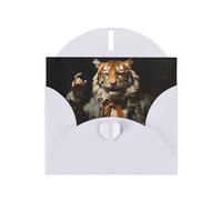 White MJHKXLJ Mr. Dancing Tiger Prints Pearlized Greeting Card - Envelope Included - Perfect for Christmas, Birthdays, Valentines, Weddings, and More
