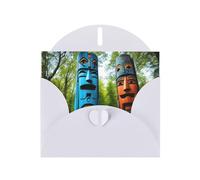White MJHKXLJ Mysterious Totems Prints Pearlized Greeting Card - Envelope Included - Perfect for Christmas, Birthdays, Valentines, Weddings, and More