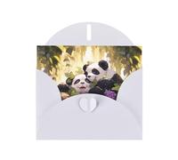 White MJHKXLJ Panda in the vines Prints Pearlized Greeting Card - Envelope Included - Perfect for Christmas, Birthdays, Valentines, Weddings, and More