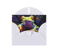 White MJHKXLJ peace tree frog Prints Pearlized Greeting Card - Envelope Included - Perfect for Christmas, Birthdays, Valentines, Weddings, and More