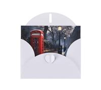 White MJHKXLJ Red Phone Booth London Street Prints Pearlized Greeting Card - Envelope Included - Perfect for Christmas, Birthdays, Valentines, Weddings, and More