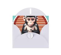 White MJHKXLJ The silent monkey Prints Pearlized Greeting Card - Envelope Included - Perfect for Christmas, Birthdays, Valentines, Weddings, and More