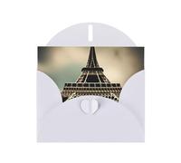 White MJHKXLJ Vintage Style Eiffel Tower Paris Prints Pearlized Greeting Card - Envelope Included - Perfect for Christmas, Birthdays, Valentines, Weddings, and More