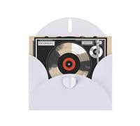 White MJHKXLJ Vintage Vinyl Record Prints Pearlized Greeting Card - Envelope Included - Perfect for Christmas, Birthdays, Valentines, Weddings, and More