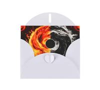 White MJHKXLJ yin yang fire water Prints Pearlized Greeting Card - Envelope Included - Perfect for Christmas, Birthdays, Valentines, Weddings, and More
