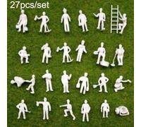 White Model Train People Figures 27 Pcs Set Ho Oo Gauge 1:87 Scale Railway Workers With Accessories For Layout Building Scene Diorama Decoration Kit