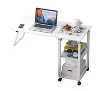 White Modern Adjustable Height Large Over Bed Chair Table Pc Computer Laptop W/wheels