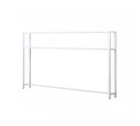 White Modern Console Table - Two-Tier Hall & Side Table for Living Room, Bedroom, or Entryway - Stylish Double Shelf Design (Size: 55"x6"x40")
