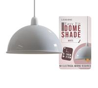 White Modern Dome Pendant Lamp Shade - 21cm Industrial Metal Ceiling Light Shade Easy Fit for Kitchen, Bedroom, Living Room, Dining Room, Hallway, Restaurant and Café