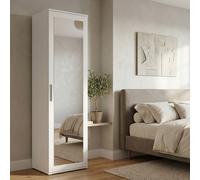 (White) Modern Entryway Wardrobe, Shoe Storage & Coat Rack - Hallway Storage Cabinet with Drawers & Hooks for Bedroom (50 cm W x 35 cm D x 180 cm H)