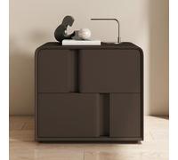 White modern minimalist bedroom solid wood storage cabinet bedside table with double storage drawers, mini Italian bedroom bedside table/modern coffee table-with storage side table ( Color : Dark brow