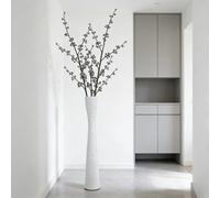 (White) Modern Tall Nordic Striped Floor Vase - White & Black Plastic Flower Vase Suitable for Living Room, Bedroom, Wedding,