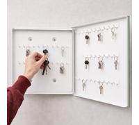 White Modern Wall Mounted Key Cabinet Printed Glass Front Pavilion In The Water
