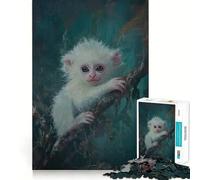 White Monkey Portrait Jigsaw Puzzles 1000 Recall Fun Play Burr Free Clean Cut Pieces Portable Travel Friendly Fun Game (38x52cm)