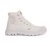 White Mono Canvas Military-Inspired Ankle Boot 10 1/2 UK