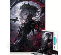 White Moon Gothic Girl 1000 Piece Jigsaw Puzzles Mind Challenge Toy High Precision Die Cut Amusing Challenge for Waiting Time (38x26cm)