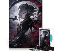 White Moon Gothic Girl Adult Jigsaw Puzzles1000 Pieces Brain Game Gift High Precision Die Cut Relaxing Indoor Group Activity (38x52cm)