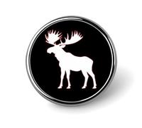 White Moose Silhouette Round Pin Brooch Enamel Lapel Badges Jewelry Decor for Backpack Hats