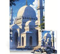 White Mosque Illustration Jigsaw 1000 Pieces for Teenagers Brain Agility Cozy Pastime Secure Join Ideal Xmas Gift (50x75cm)