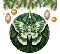 White Moth Ceramic Christmas Ornaments 3 Inch Vintage Hanging Baubles with Gold String for Xmas Tree Decorations Holiday Party Yard Garden Home Decor Festive Keepsake Gift Exchange