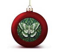 White Moth Christmas Tree Ornaments 1.6 Inch Shatterproof Pc Plastic Balls with Lanyard Baubles Hanging Christmas Ball Ornaments for Xmas Tree Holiday Party Wedding Home Decorations-red