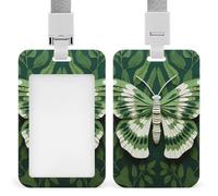 White Moth ID Badge Holder with Lanyard - Hard Plastic ID Card Holder Waterproof Name Tag Holders, Heavy Duty Badge Reel Vertical Card Protector for Office Nurse Teacher