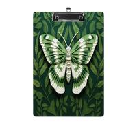White Moth Print Acrylic Clipboard 8.5 X 12.5 Inches | Lightweight A4 Clipboards with Pen Holder for Office, Students, Nurses, Teacher, Students,Women, Men, Girls, Boys
