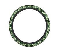 White Moth Printed Steering Wheel Cover Elastic Stretch Car Wheel Wrap Breathable Non-Slip Steering Wheel Protector for Car Truck SUV