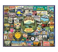 White Mountain 1000 Piece Jigsaw Puzzle Beaver State Collage, I Love Oregon