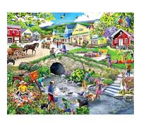 White Mountain 1000 Piece Jigsaw Puzzle Scenic Summer Village Puzzles with Large Pieces for Adults and Family 24"x30" - Captured Moments S ind