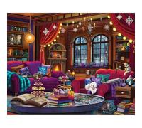 White Mountain 1000 Piece Jigsaw Puzzle Cozy Indoor Winter Scene Puzzle with Large Pieces Gift for Adults and Family 24" x 30" - Winter Book Haven