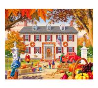 White Mountain 1000 Piece Jigsaw Puzzle Fall Farmhouse, Decorating for Fall | 1,000 Large Pieces, Finished Size 24" x 30", Family Activity