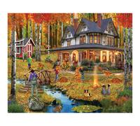 White Mountain 1000 Piece Jigsaw Puzzle Fall House Puzzles with Large Pieces Gift for Adults and Family 24x30 - Autumn Leaves