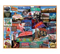 White Mountain 1000 Piece Jigsaw Puzzle Fun Collage Puzzles with Large Pieces Gift for Adults and Family 24"x30" - Signs Across America States