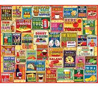 White Mountain Food & Drink 1000 Piece Jigsaw Puzzles Funny Pun Collage Puzzle for Adults and Family