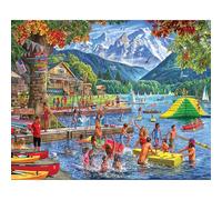 White Mountain Summer Camp Puzzle 1000 Piece Vintage Collage Jigsaw Puzzles for Adults