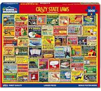 White Mountain Crazy State Laws Funny Puzzles for Adults 1000 Piece Puzzle Fun Unique Collage