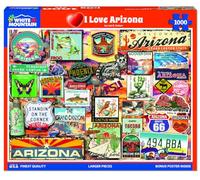 White Mountain 1000 Piece Jigsaw Puzzle Grand Canyon State, I Love Arizona | Large Pieces, Gift for Adults and Family, 24"x30" in, Collage