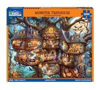 White Mountain 1000 Piece Jigsaw Puzzle Halloween Fall, Monster Treehouse | Large Pieces, Gift for Adults and Family, 24"x30" in, Spooky House