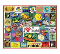White Mountain 1000 Piece Jigsaw Puzzle Pickleball Lover Sport Collage Puzzles with Large Pieces for Adults and Family 24"x30" - Pickleball