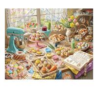 White Mountain 1000 Piece Jigsaw Puzzle Spring Kitchen Baking Scene Puzzle with Large Pieces Gift for Adults and Family 24" x 30" - Easter Baking
