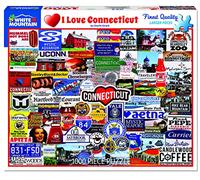 White Mountain 1000 Piece Jigsaw Puzzle State Landmark Collage Puzzles with Large Pieces for Adults and Family 24"x30" - I Love Connecticut