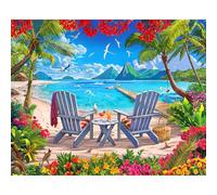 White Mountain 1000 Piece Jigsaw Puzzle Summer Beach Vacation Puzzles with Large Pieces, Gifts for Adults and Family 24"x30" - Tropical Resort