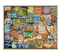 White Mountain 1000 Piece Jigsaw Puzzle Vintage Fish Signs Collage Puzzles with Large Pieces Gift for Adults and Family 24"x30" - I Love Fishing