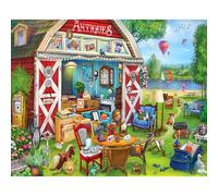 White Mountain 1000 Piece Jigsaw Puzzle Vintage Red Barn Puzzles with Large Pieces, Gifts for Adults and Family 24"x30" - Antiques