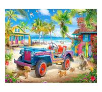 White Mountain 1000 Piece Puzzle Summer Scenic Jigsaw Puzzles for Family and Adults - Beach Escape